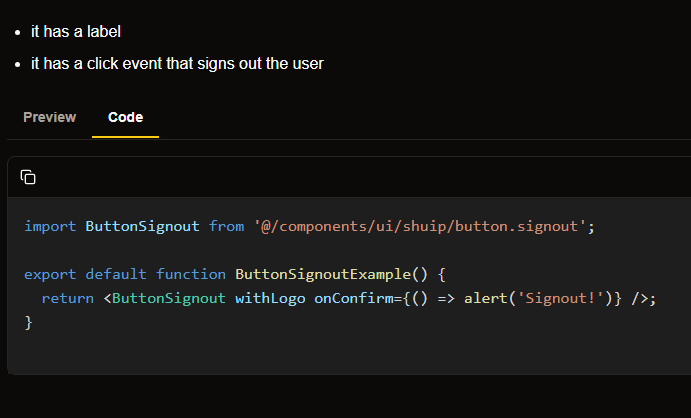 Documentation de shuip.xyz, registre de composants React